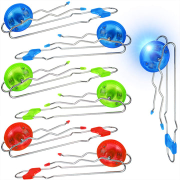 Sumind 6 Pcs Retro Light Up Magnetic Gyro Wheels Easter Basket Stuffers Vintage Gyroscope Rail Twirler Easter Magic Gravity Sensory Fidget Toys For Kids(Wave Rail,Red, Blue, Green)