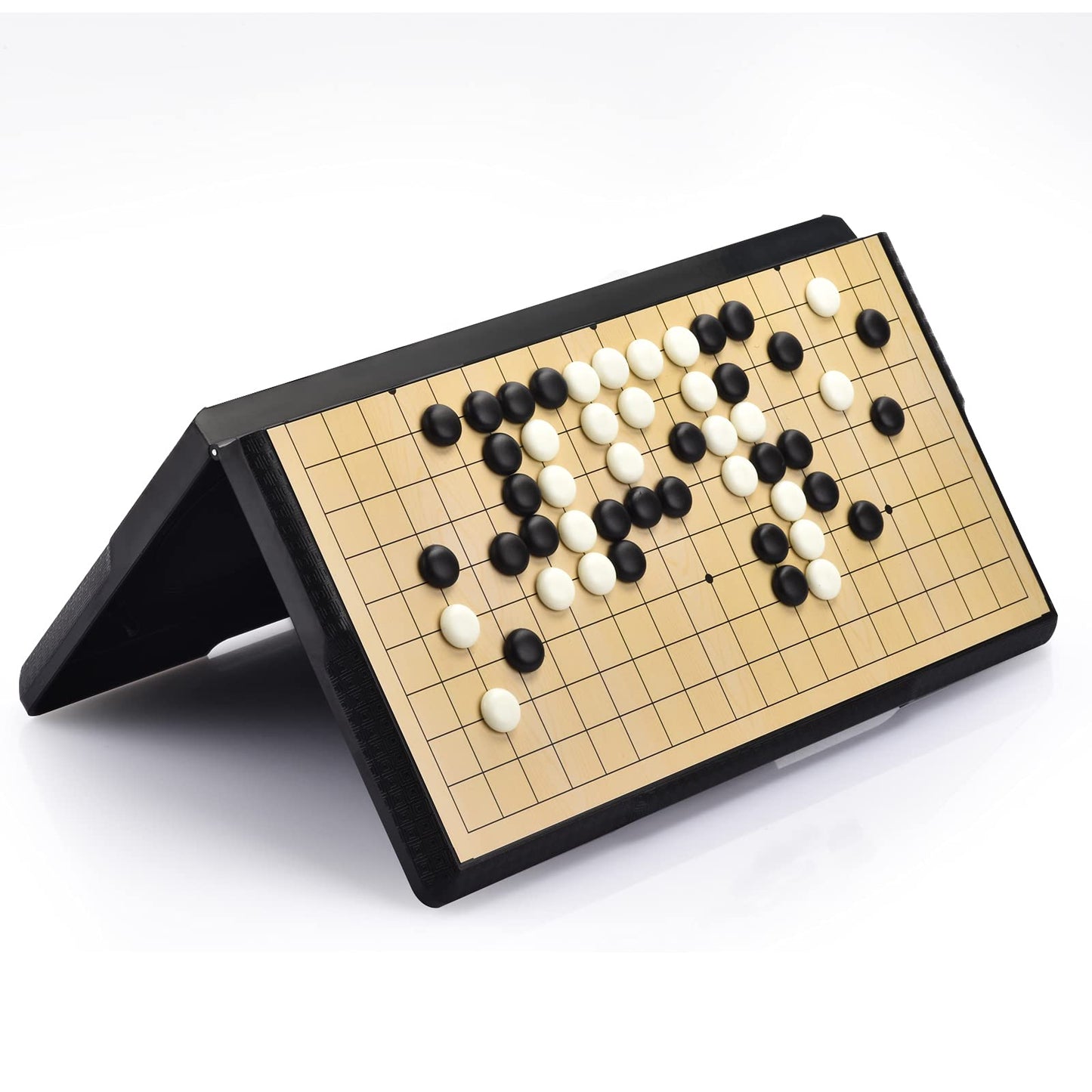 Colorgo 19X19 Go Board Game Set With Large Folding Travel Board (11.3-Inch) And Magnetic Plastic Stones Strategy Weiqi Games