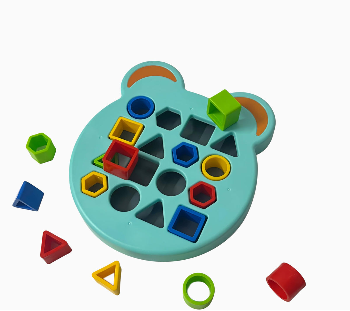 KITORV Shape Matching Toy  Colorful Shape Puzzle with 12 Blocks and Cute Bear Design  Fun Activity for Kids