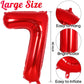 Red Number 7 Balloon 40 Inch, Big Large Foil Helium Number Balloons, Jumbo Giant Mylar Number 7 Balloons For 7 Year Old Birthday