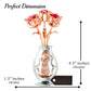 Matashi Gift For Her - Flowers Bouquet In Vase Ornament With Red Crystals, Gift Basket Ideas For Women - Rose Gold Plated Flower Gift For Women On Valentine'S Day