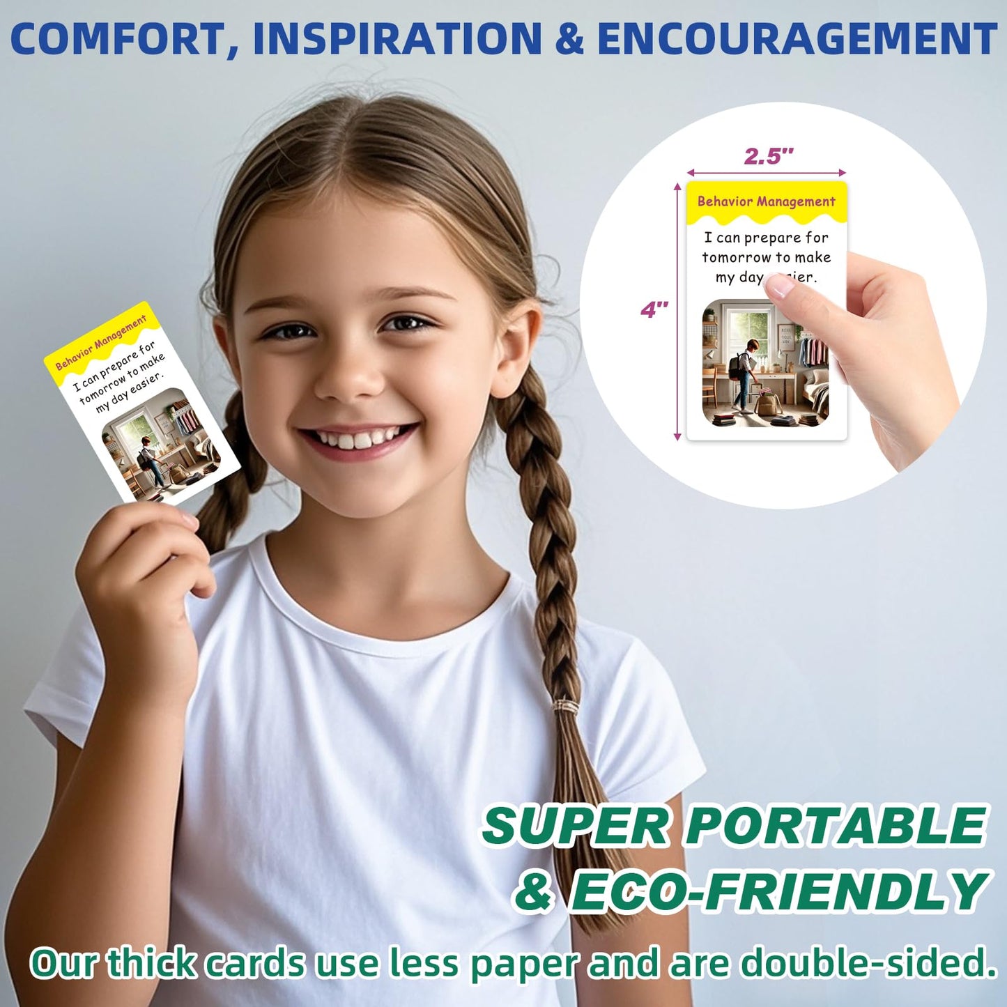 Uflognirz 50 Thriving with ADHD Cards for Kids, ADHD Tools for Kids, Anger Management, Fun Activities to Help Children Self-Regu