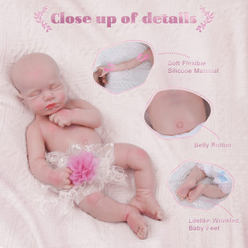 Jizhi 16'' Platinum Silicone Reborn Baby Doll Loulou - Realistic Newborn Girl For Kids & Toddlers