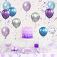 Frozen Balloons, 12 Inch Purple Blue White And Silver Balloons With Snowflake Balloons For Girls Frozen Theme Party Supplies Ice