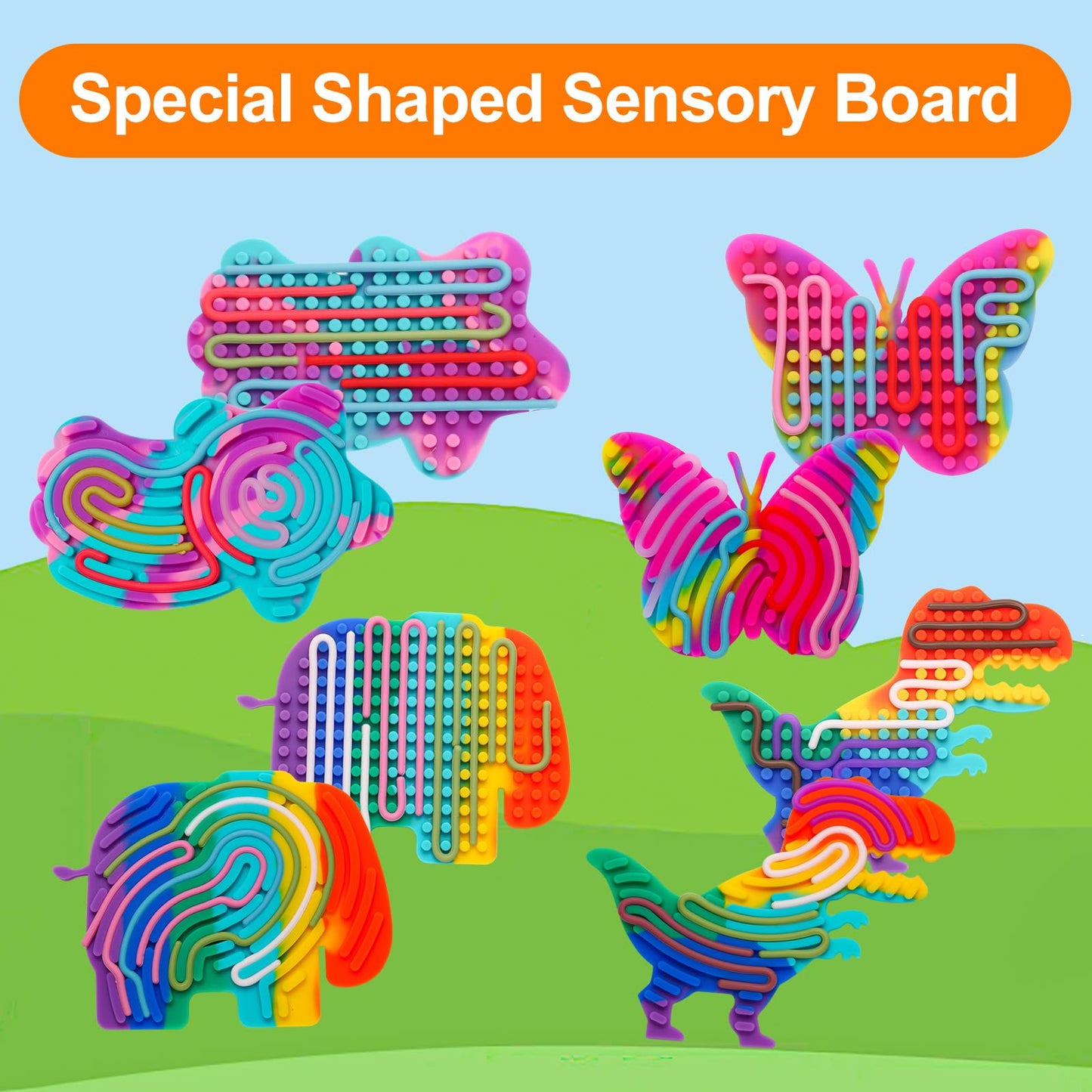 AHHSOY 4 Pack Sensory Activity Board Toys Set, Silicone Fidget Toys for Stress Relief, Ideal for Kids and Adults, ADHD & Autism Friendly
