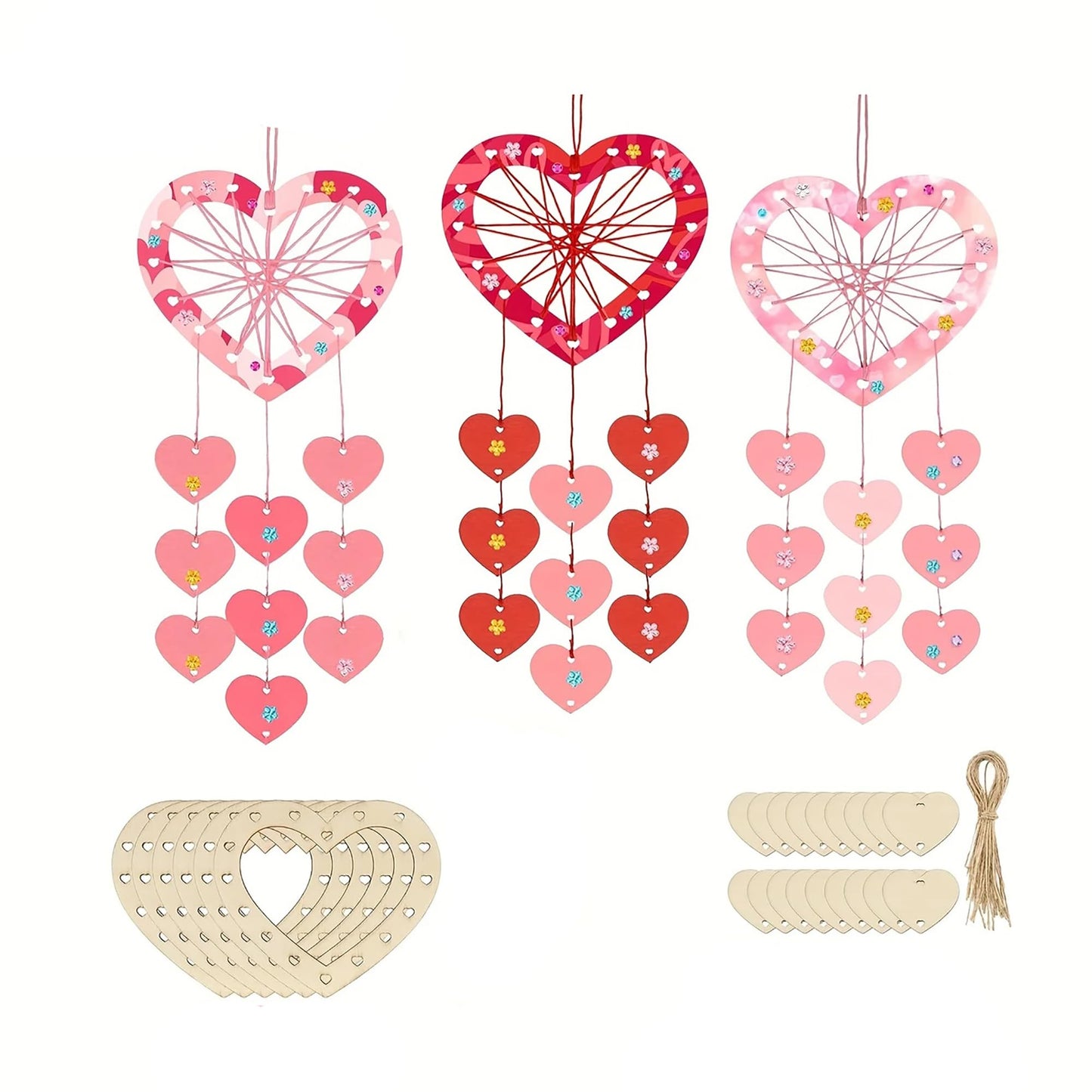Cliths Heart Shape Dream Catcher Craft Kit Diy String Art Valentines Wall Decor For Kids Activities Painting Projects Hanging Ho