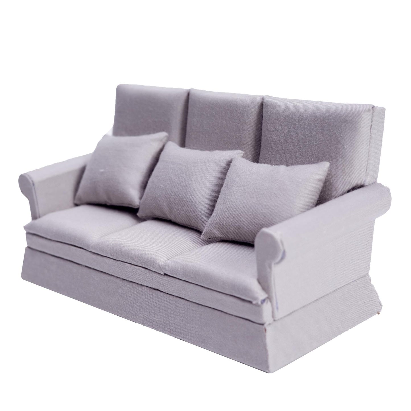 Tukaneeko 1:12 Dollhouse Couch With Three Pillows Mini Dollhouse Furniture Decoration Miniature Sofa For Doll House Living Room