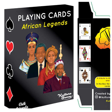 Kulture Games Playing Cards: African Legends - African Playing Cards - Trivia Party Game For Adults & Family Game Night - Black History Playing Cards – Inspirational African Legends Trivia Card Game