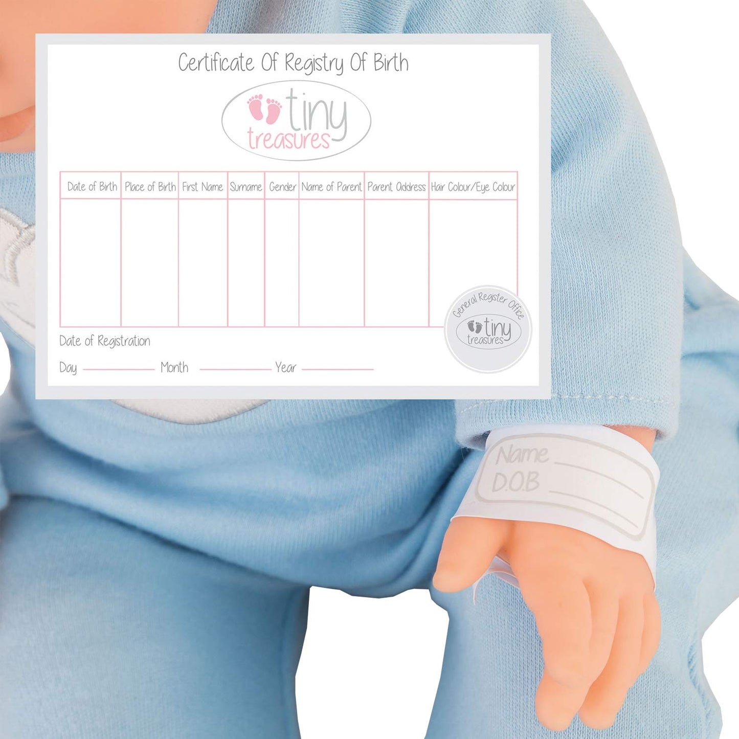 Tiny Treasures Brown Haired Baby (Cot Packaging)
