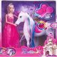 White Unicorn with Magic Light Horn and Fairy Tale Princess Doll 11.5, W/Comb and Crystal Crown, Girls Unicorn Doll Toys Gifts,