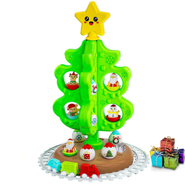 My First Christmas Tree For Toddlers: Kids Christmas Tree Toy Set With Diy Train Set&Tracks, Roly Poly Toys 18 Colorful Decorati
