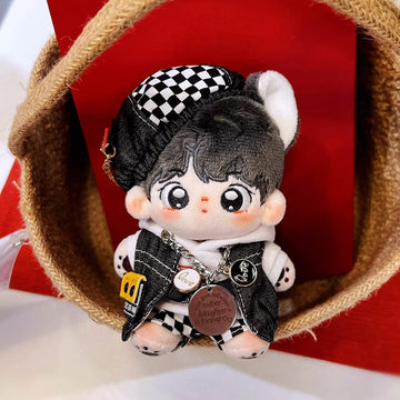 Niannyyhouse 10Cm Plush Doll Clothes Black And White Suits Beret Vests Hoodie Pants Doll Accessories Dress Up
