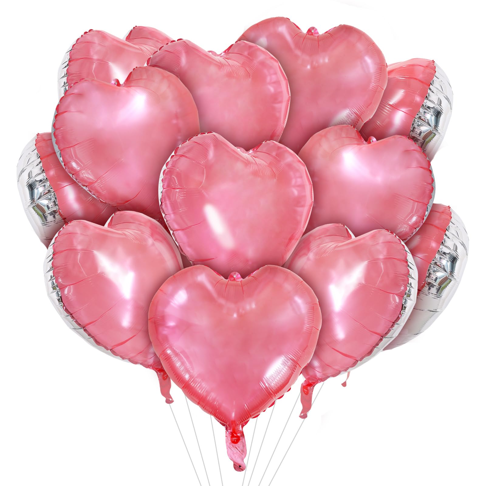 TONIFUL 30Pcs 18 Inch Light Pink Balloons Pastel Pink Heart Shape Foil Mylar Banners Decoration for Birthday Valentines Day Wed