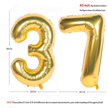 40 Inch Gold Number Balloons Helium Foil Mylar Balloon Birthday Party Banquet Decoration 37