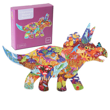 Kids Animal Puzzles, 150 Piece Triceratops Shaped Jigsaw Puzzles For Kids Ages 8,9,10,11,12 Boys And Girls Toy Puzzles, Family Puzzle Games For Children, Kids Educational Puzzle Birthday Gifts