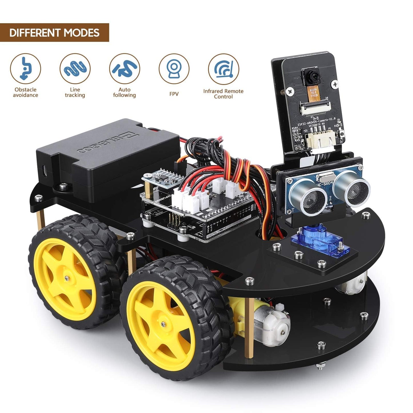 ELEGOO UNO R3 Smart Robot Car Kit V4 for Arduino - STEM Robotics for Kids Ages 8-16, Acrylic, Robot Car V4, Model US-EL-KIT-012