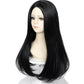 Uniquebe Long Black Wig For Kids Girls 60Cm Long Straight Middle Part Wig Heat Resistant Synthetic Wig + Wig Cap For Halloween C