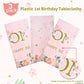 Tatuo 3 Pieces 1st Birthday Party Tablecloth Flower One First Birthday Table Cover Disposable Floral Miss Onederful Plastic Tabl