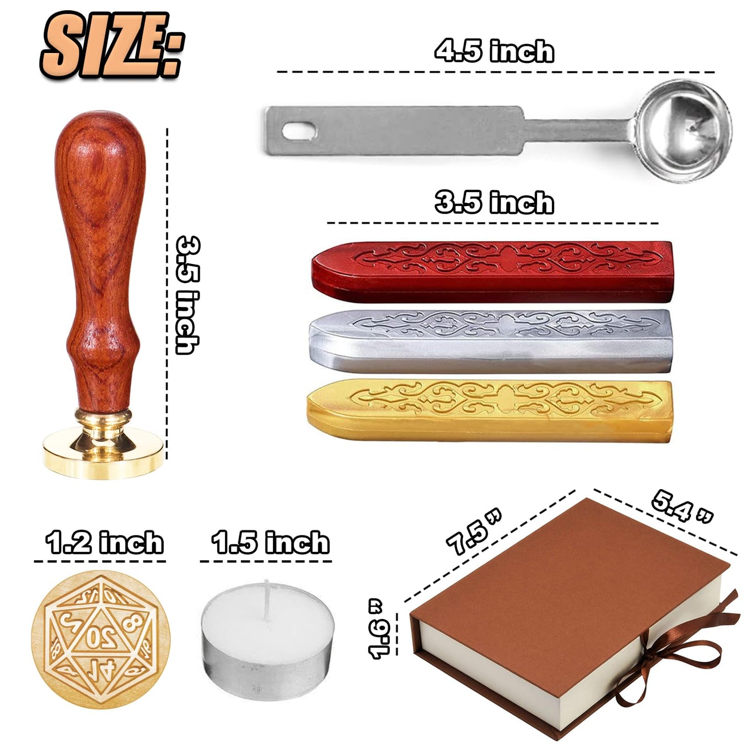 Dnd Wax Seal Stamp, Fantasy D20 Dice Wax Seal Kit, Ideal Gifts For Dungeons And Dragons/D&D Adventure Cards Envelopes, Gift Pack