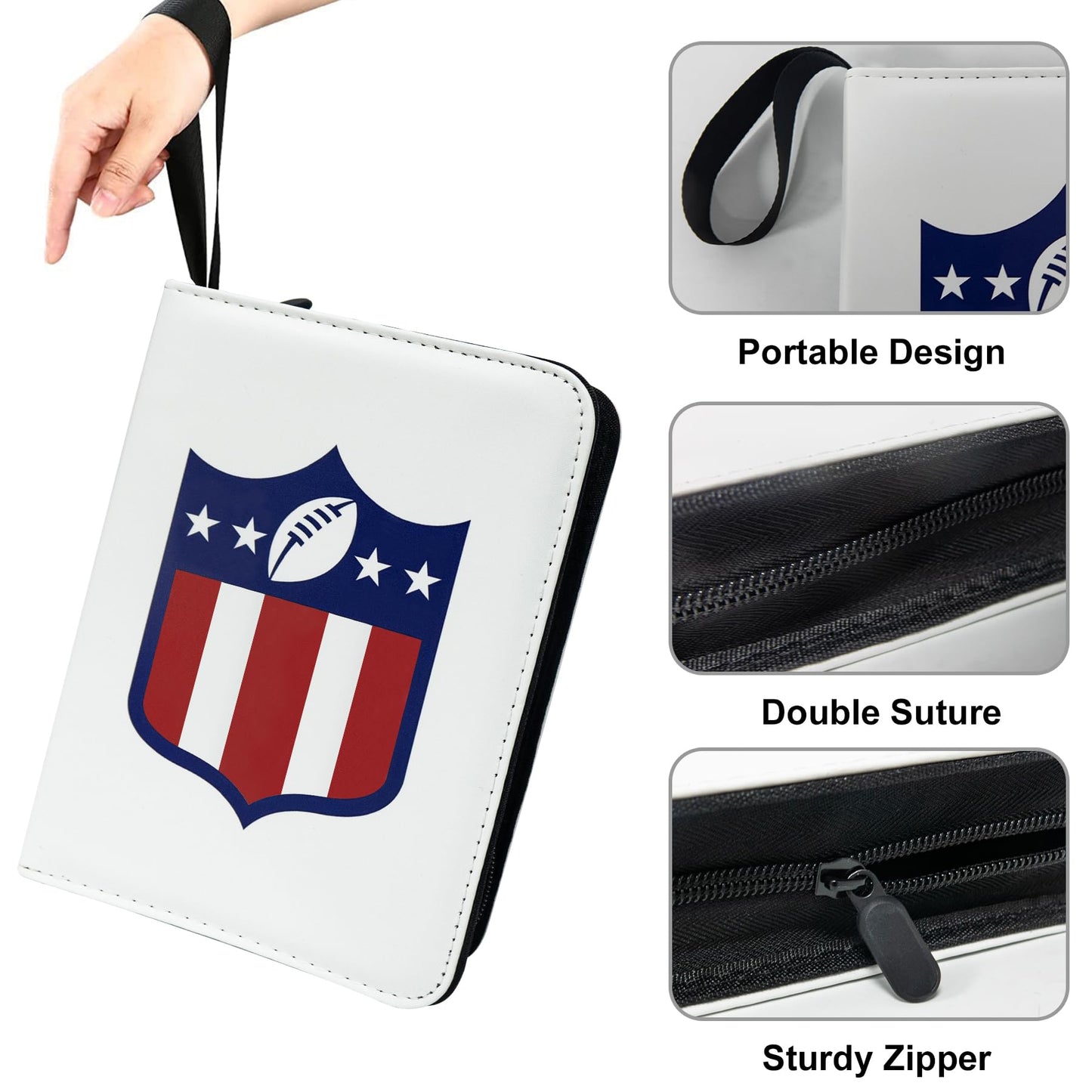 400 Pockets Football Card Binder for Football Trading Cards Portable Waterproof Storage Bag with Removable Sleeves for Sports Cards Collectors
