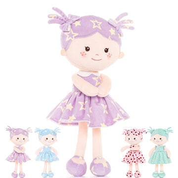 Onetoo Rag Doll Plush Baby Doll Soft Baby Doll For Girls First Baby Doll Plush Sleeping Cuddle Buddy Doll Wear Star Purple Sleeveless Dress 14'