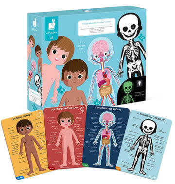 Janod 4-Puzzle Educational Human Body Floor Puzzle In 50, 75 And 100-Pieces – Ages 5+ - J02681