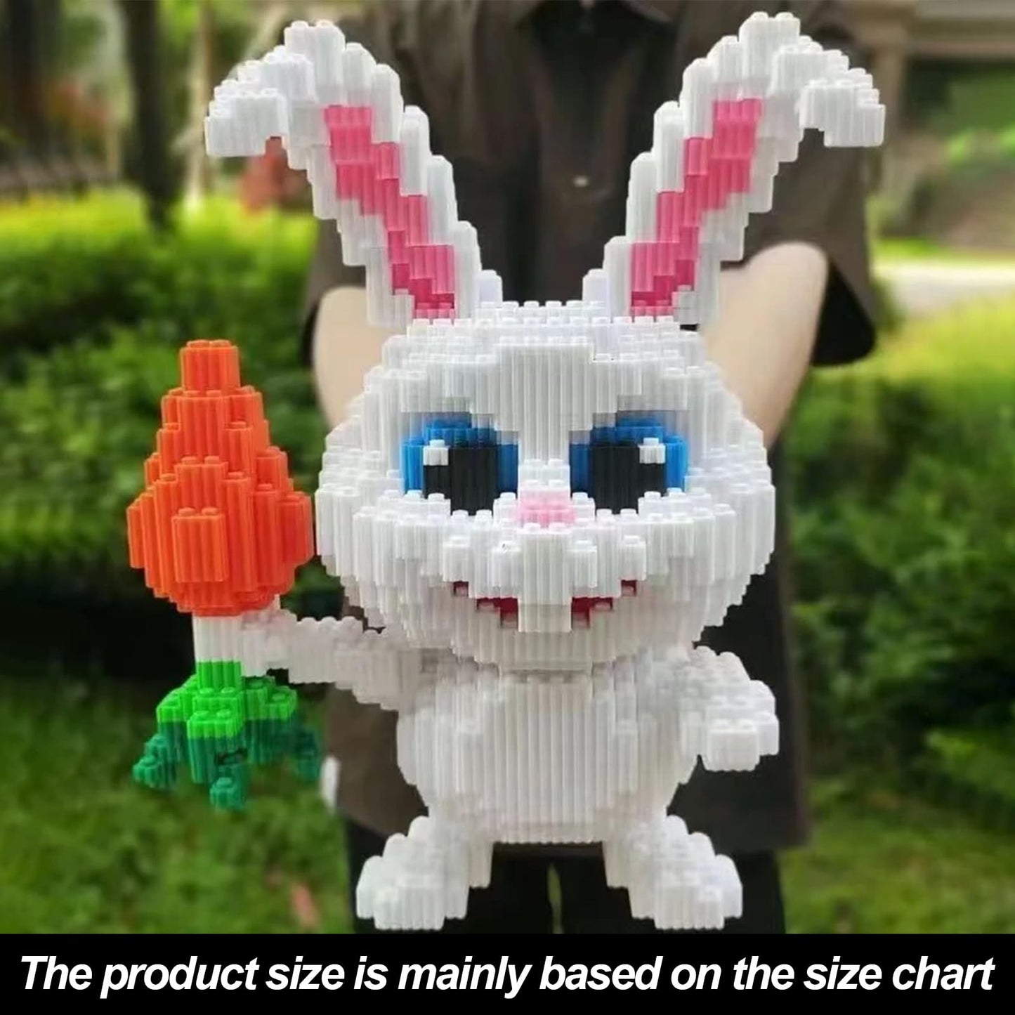 JQARCH Rabbit Micro Building Blocks Set - 5200pcs Easter Bunny with Carrot, Medium to Large, White Plastic, Compatible with Lego