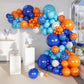 MEBAY Blue and Orange Balloons Garland Arch Kit, 156 Pcs Royal Blue Orange and Light Blue Latex Balloon Different Sizes 18 12 10