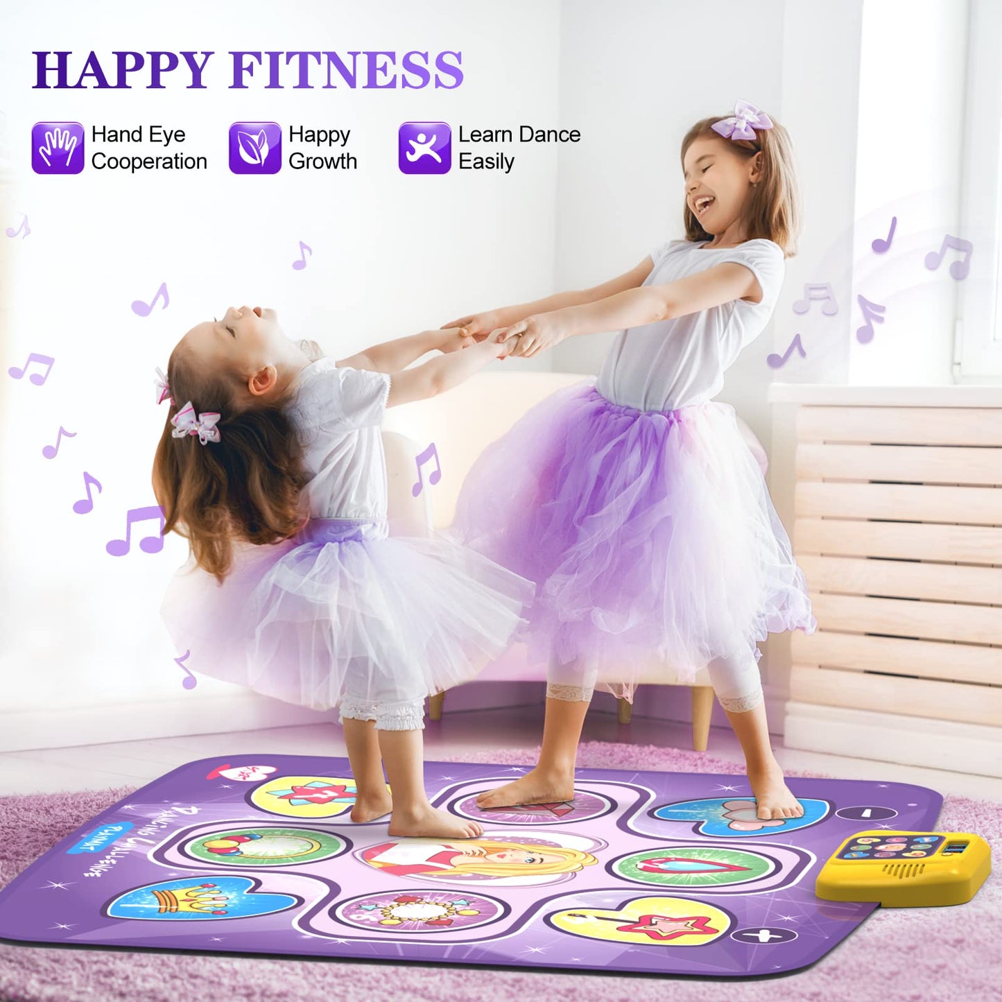 Beefunni Dance Mat Toys For 3-10 Year Old Girls, 5 Game Modes Including 3 Challenge Levels, Adjustable Volume Dance Pad With Led Lights, Christmas Birthday Gifts For 3 4 5 6 7 8 9+ Year Old Girls