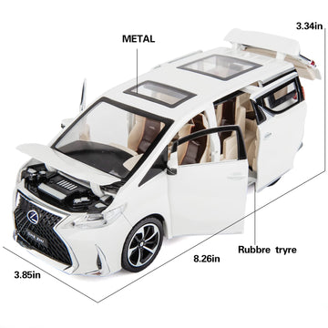 WAKAKAC Alloy Diecast Model Car 1/24 Lexus LM300 Pull Back Collectible Toy Car with Light and Sound Toy Vehicle for Kids Childre