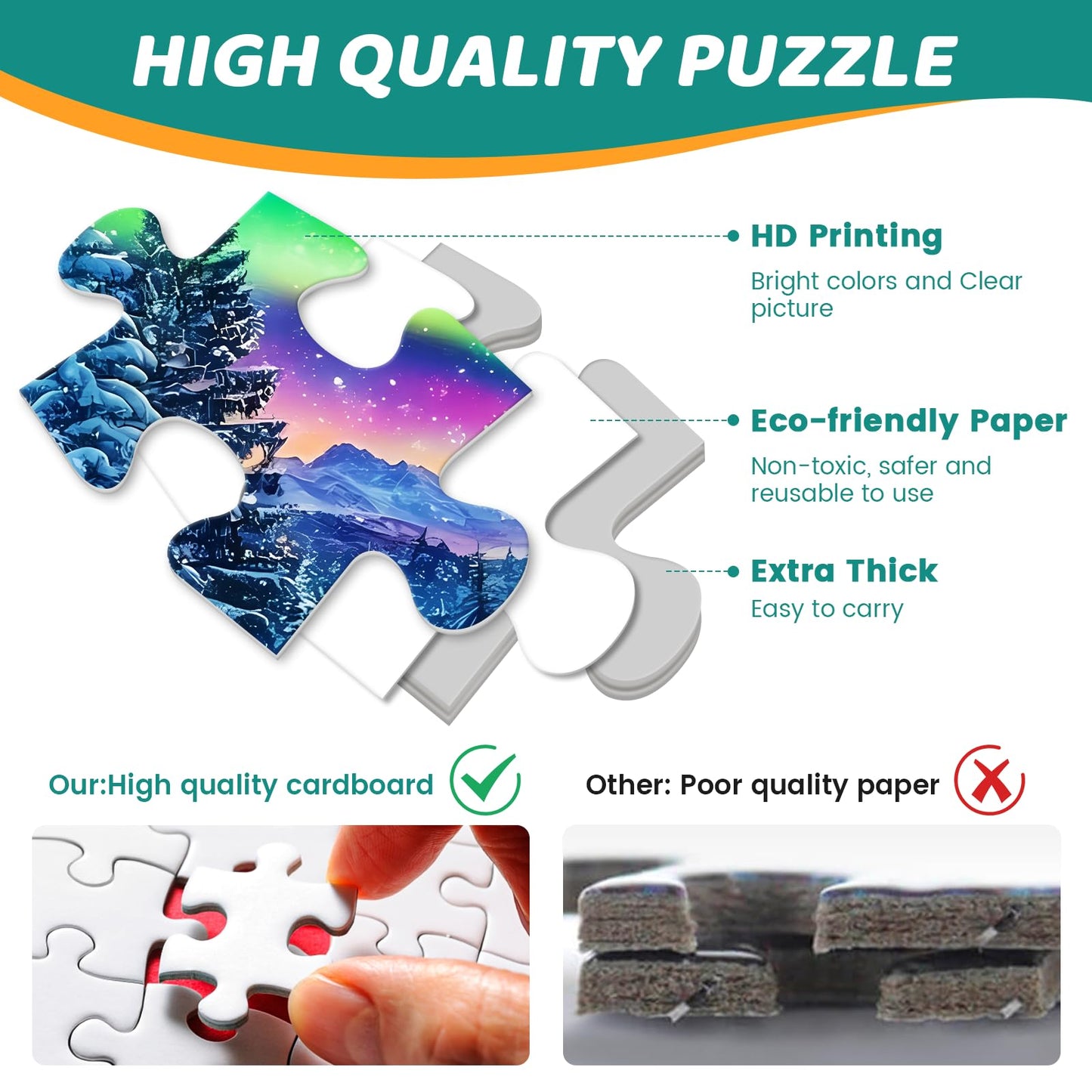 300 Pieces Puzzles For Adults | Winter Aurora Cat Jigsaw Puzzles | Large 300 Piece Puzzle For Children Adults Seniors | Sturdy,Safe | Engaging & Educational Toys Great Gift For Boys Girls 20.5 X 15 In