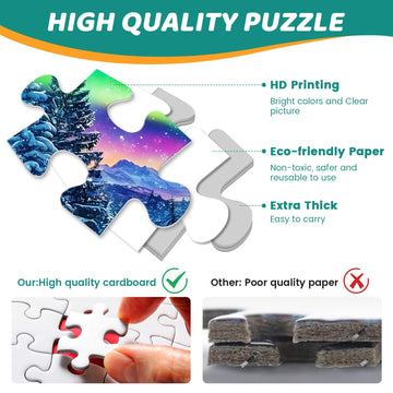 300 Pieces Puzzles For Adults | Winter Aurora Cat Jigsaw Puzzles | Large 300 Piece Puzzle For Children Adults Seniors | Sturdy,Safe | Engaging & Educational Toys Great Gift For Boys Girls 20.5 X 15 In