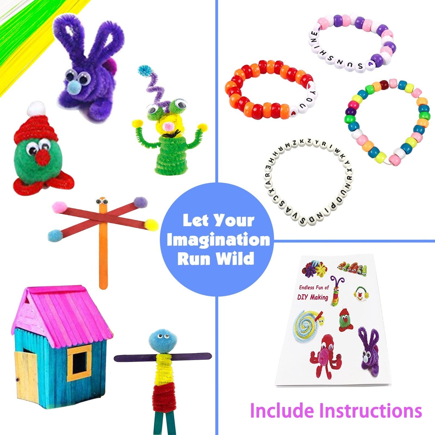 VLUSSO Purple Arts and Crafts Supplies for Kids - DIY Craft Kits with Pipe Cleaners, Perfect for Preschool and Homeschool Ages 4-8