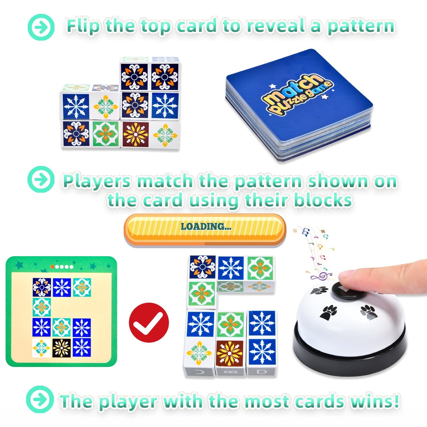 Ladvatkin Wooden Match Puzzle Game 4.0 Popular Board Games For Family Night, Pattern Matching Puzzle Game, Block Match Puzzles B