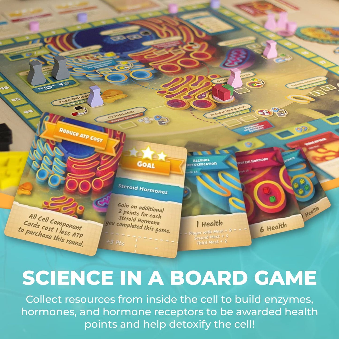 Genius Games Cytosis: Cell Biology Board Game, Strategy Game for Adults & Family, Cardboard, Model GOT1006, White