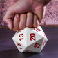 KSNDie Large D20 Foam Dice - 80mm Spindown D&D RPG 20 Sided Dice with Drawstring Bag - White