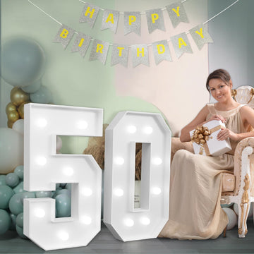 Imprsv Marquee Numbers Large 50Th-Birthday Decorations: 3Ft Light Up Number 50 Birthday Decoration For Women Men Fifty Year Old