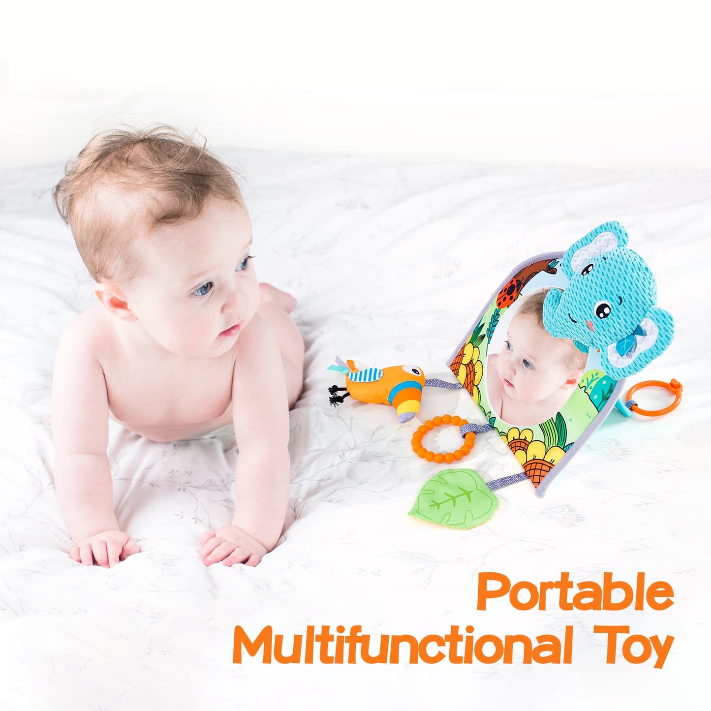 Car Seat Toys, Baby Mirror Toy For Car, Baby Car Toys Rear Facing, Mirror,Teether And Crinkle Paper, Fun Travel Infant Car Seat