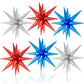 6PCS Star Balloons, 22Inch Blue Red and Silver Star Balloon Explosion Foil Balloons Cone Spike Balloon for Birthday Graduation P
