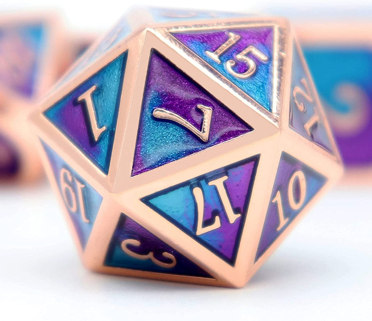 Haxtec Metal DND Dice Set D&D Gifts 7PCS Copper Blue Teal Purple Polyhedral RPG Dice D20 D12 D10 D8 D6 D4 for Dungeons and Drago