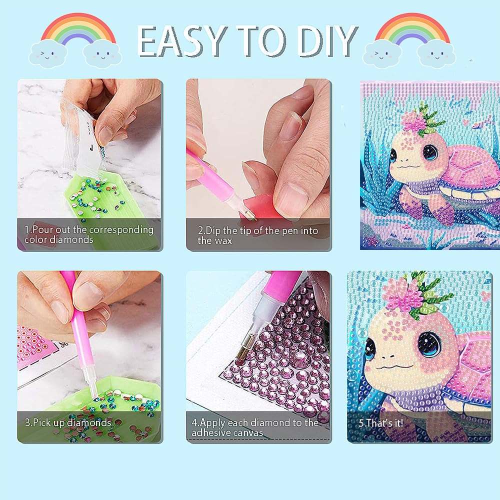 AOSGEDY 4 Pieces Cartoon Diamond Art Kits for Kids, Cute Animals DIY Diamond Art Painting for Adults Beginner, Kids Mosaic Kits