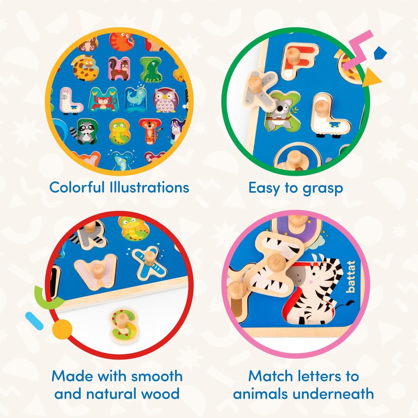 Battat – Wooden Peg Puzzle – Abc Puzzle For Toddlers – Wooden Toys – Educational Toys – 2 Years + – Wooden Peg Puzzle: Critters