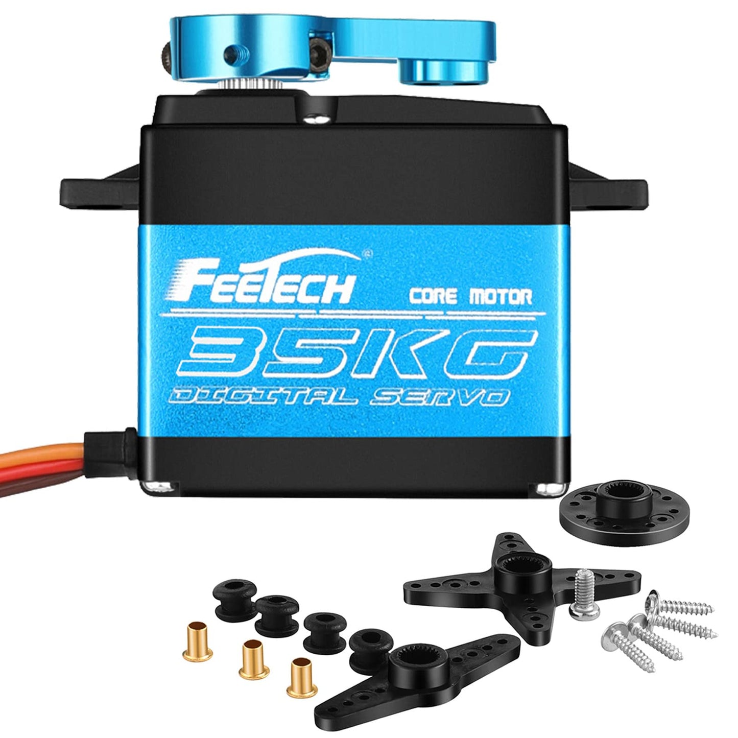 FEETECH 35KG Servo Motor 7.4V High Voltage Waterproof High Torque RC Servo Full Metal Gear Digital Servo, Aluminium Case, Contro