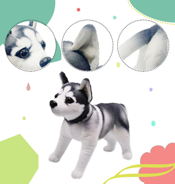 Yonlit Lifelike Husky Dog Stuffed Animal Simulated Plush Puppy Toy Doll Super Realistic Grey Dogs Act Like Real Excellent Gifts For Kids Birthday Party Dog Collection 12 Inches (Husky)