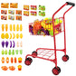 Deao Shopping Cart For Kids,Metal Toy Shopping Cart For Toddlers 46 Pcs Food Fruit Vegetables Pretend Play Food Role Play,Educat