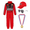 Bordazor Kids Race Car Driver Costume Boys Girls Racer Jumpsuit With Car Cap Kids Dress Up For Halloween(9-10 Years)