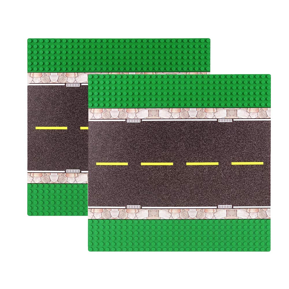 Taken All Road Baseplates 10' X 10' - Building Block City Town Straight Road Base Plate Tight Fit With Major Brands (2 Pack Road Baseplate)