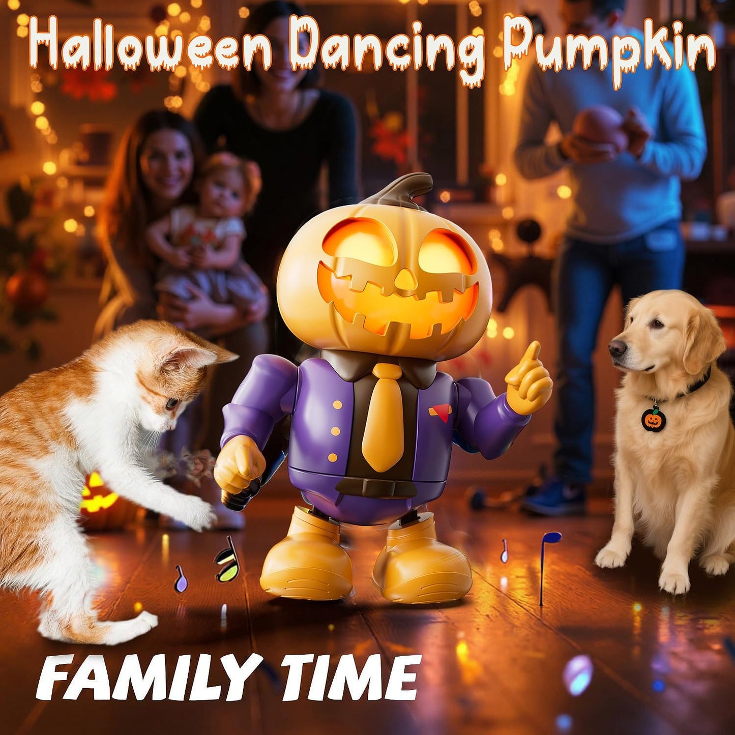Logth Halloween Themed Toys  Pumpkin Dancing Robot - Plays Spooky Music and Lights Up Eyes  Fun Interactive Sensory Toy for Kids 3-7  Toddler & mature-themed Gifts  Perfect Halloween Party Decoration