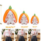 Mukorolee 2Pcs Plush Toy Pillows: Reversible Carrot Strawberry Bunny With Zipper, Easter Stuffed Animal Rabbit Plushie - Cute Birthday Gift For Kids (13.8' Set)