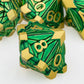 ORIFANTOU Metal DND Dice Set Dungeons and Dragons Dice with Box, Green Golden Debris D&D Dice RPG D and D Dice Role Playing Game